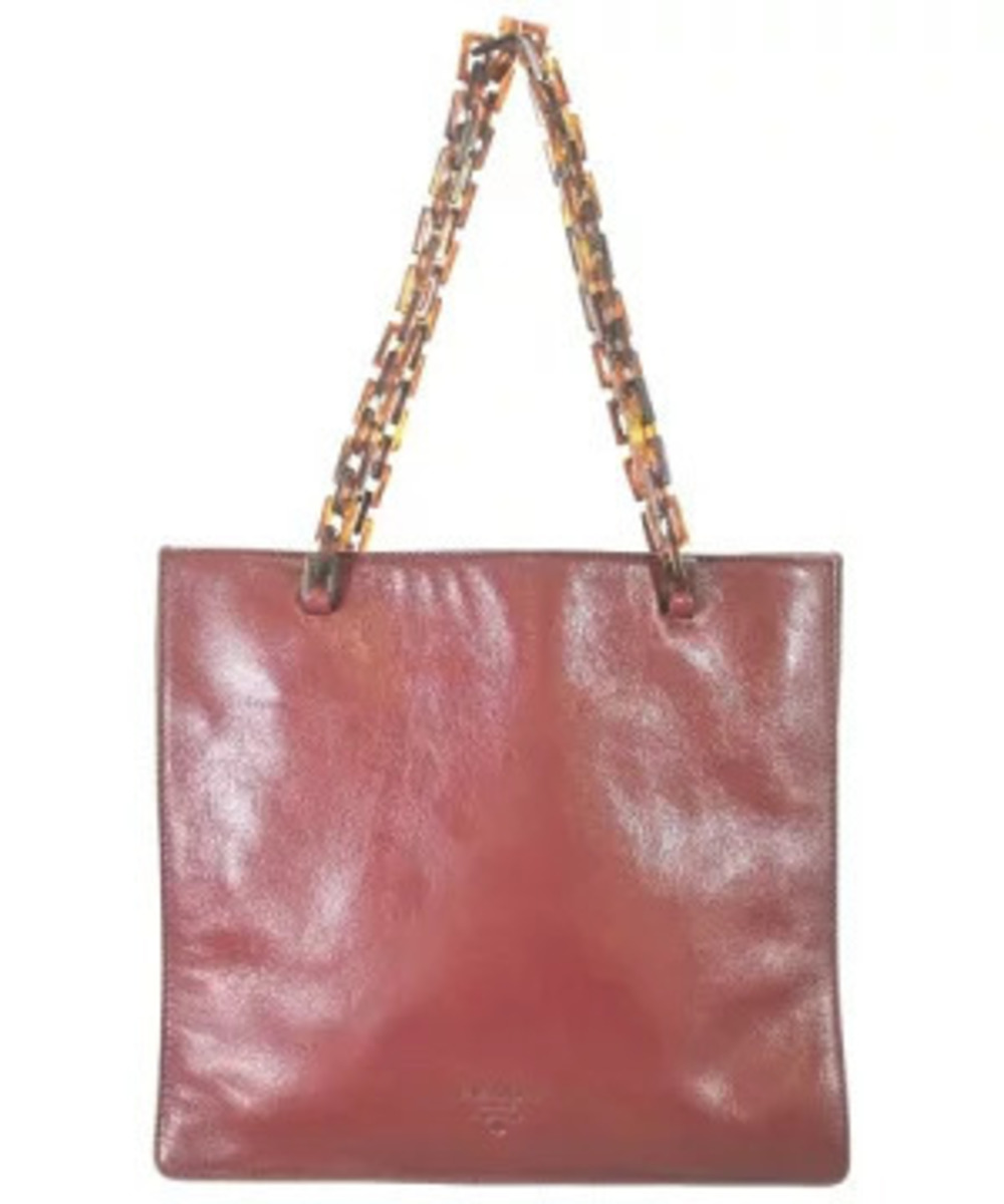 Prada Tortoise Shell Tote Shoulder Bag Red